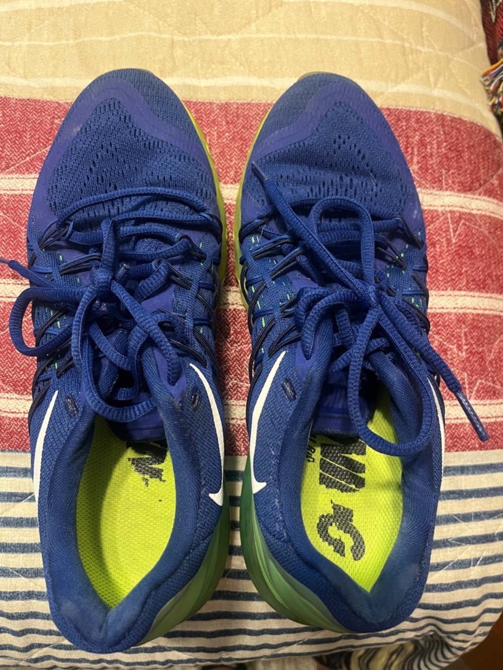 Nike Blue Running Sneakers with Lime Accents